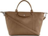 Le Pliage Cuir medium handbag in camel