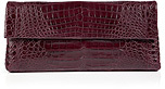 NANCY GONZALEZ Crocodile Fold-Over Clutch in Bordeaux