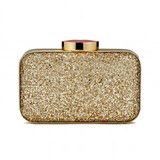 Lulu Guinness Gold Glitter Fifi Clutch