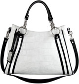 Mel Boteri White Croc-Embossed &#39;Blake&#39; Satchel