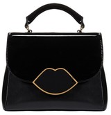 Lulu Guinness Black Smooth and Patent Leather Small Izzy Satchel