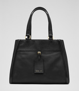 Reiss luggage tag handbag. Harlow in black leather is a large,...