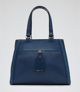 Reiss luggage tag handbag. Harlow in blue leather is a large,...