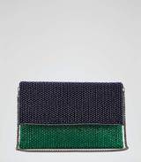 Reiss embellished fold over clutch. Minty in gem green and nav...