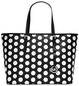 MICHAEL Michael Kors Jet Set Travel Dot Leather Tote Handbag, Black