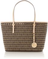 Michael Kors Jet set travel brown logo stud tote bag, Brown