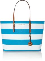 Michael Kors Jet set travel stripe blue tote bag , Tote Bags ,...