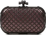 Bottega Veneta Knot grid metallic clutch Smog