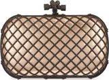 Bottega Veneta Grid metallic clutch Rame