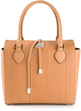 Brown snakeskin 'Miranda' tote from Michael Kors featuring a s...