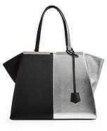 Styled in a flashy mix of two-tone leather, Fendi's 3Jours tot...