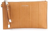 Peanut brown snake skin large 'Harlow' clutch from Michael Kor...