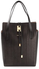 Black snakeskin 'Miranda Novelty' tote from Michael Kors featu...