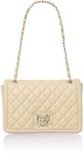 Love Moschino Beige quilt flapover shoulder bag, Neutral