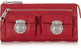 - Marc Jacobs red clutch- Quilted leather- Zipped front pocket...