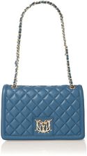 Love Moschino Blue quilt flapover shoulder bag, Blue