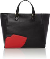 Lulu Guinness Francesca black large lips tote bag, Black