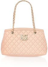 Love Moschino Pale pink quilt medium tote bag, Pale Pink