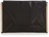 Oasis Cara leather envelope clutch bag, Black