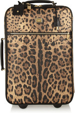Dolce & Gabbana Leopard-print faux leather travel trolley