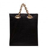 Lulu Guinness Black Smooth Leather Candy Tote