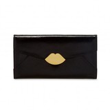 Lulu Guinness Black Leather Large Envelope Wallet