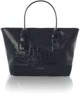 Calvin Klein Maggie grey patent emboss tote bag, Grey