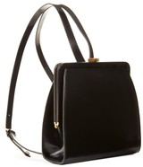 Lulu Guinness Black Polished Leather Flora Backpack