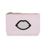 Lulu Guinness Pink & Silver Mirror Perspex Lips Zip Pouch