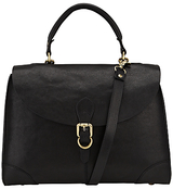 John Lewis Large Top Handle Leather Grab Bag, Black