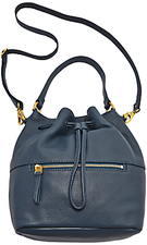 Fossil Vickery Leather Slouch Bucket Bag, Blue