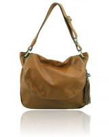 Sally, a soft Tan leather flap shoulder bag