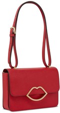 Edie cross body bag in red crosshatched Saffiano leather with...