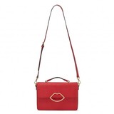 Lulu Guinness Red Crosshatched Leather Edie Briefcase