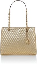 Michael Kors Susannah gold quilt shoulder tote bag, Gold