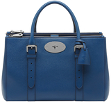 Mulberry Bayswater Leather Double Zip Tote Bag, Sea Blue