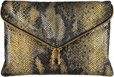 Lombard Clutch Black Gold faux Python in Leather