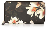 Multicolored coated canvas- Floral print, gold hardware- Zip f...