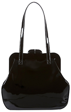Lulu Guinness Pollyanna Large Patent Shoulder Bag Black