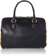 Lulu Guinness Milan weave black small bowling bag, Black