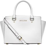 MICHAEL Michael Kors Selma Saffiano Medium Leather Satchel Optic White