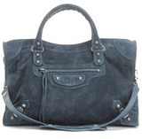 Petroleum blue suede tote By Balenciaga