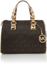 Michael Kors Logo large bowling bag, Brown