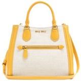 Miu Miu Leather-trimmed Canvas Tote