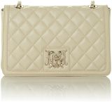 Love Moschino Super quilted flapover shoulder bag, Neutral