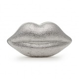 Lulu Guinness Silver Glitter Perspex Lips Clutch